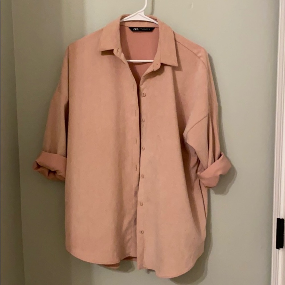 Zara oversized pink button down